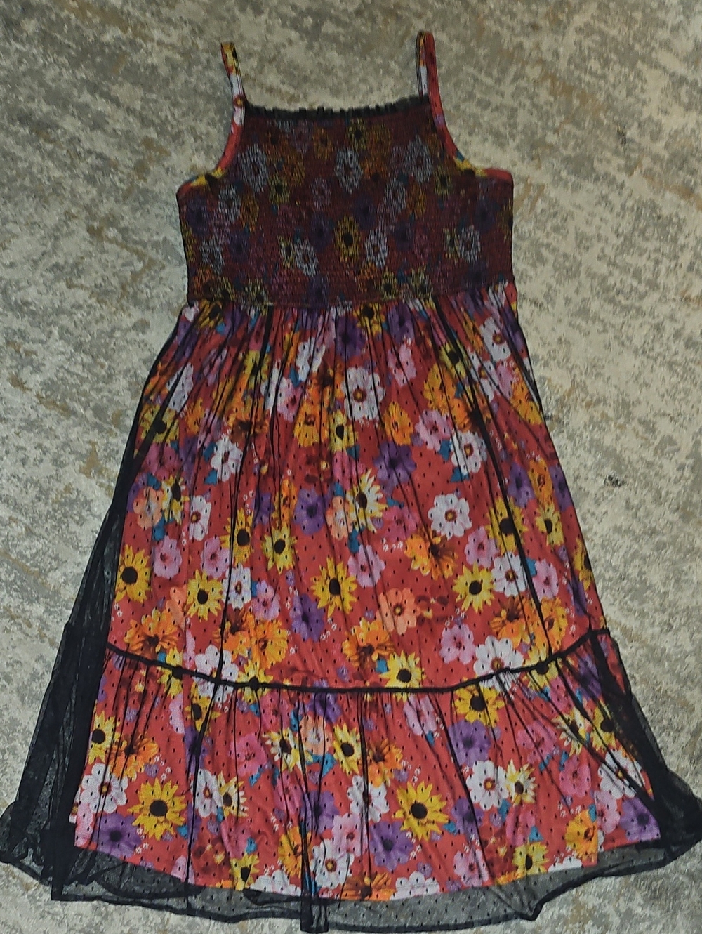 Torrid Smocked Tiered Midi Dress - Swiss Dot Mesh Floral Red 1X - Picture 6 of 11